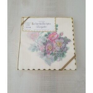 Rice Paper Baumgarten's Luncheon Napkins Silk Effect Japan vintage purple flower